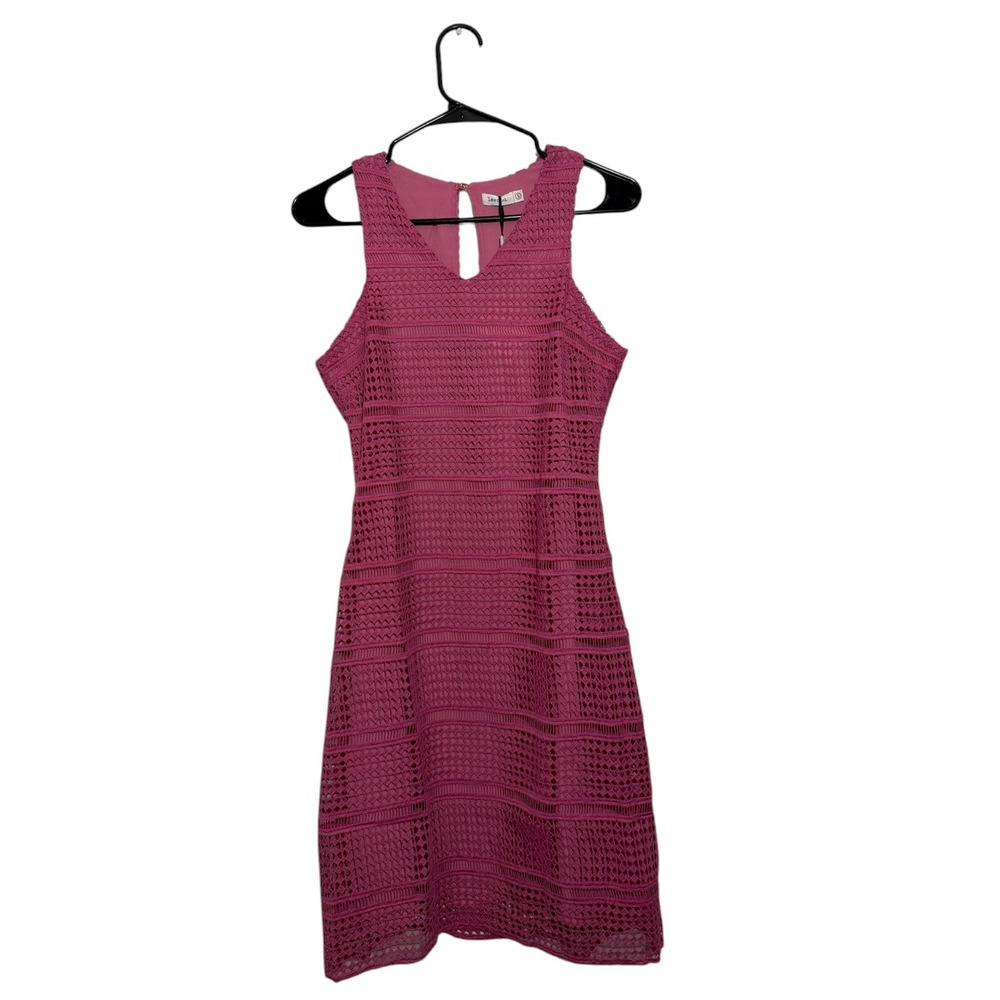 Lavand Romantic Barbie Pink Crochet Lace Sheath Dress V-Neck Womens SZ Small NWT